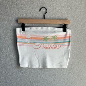 🤍Hurley White Tropical Graphic Y2K Tube Top